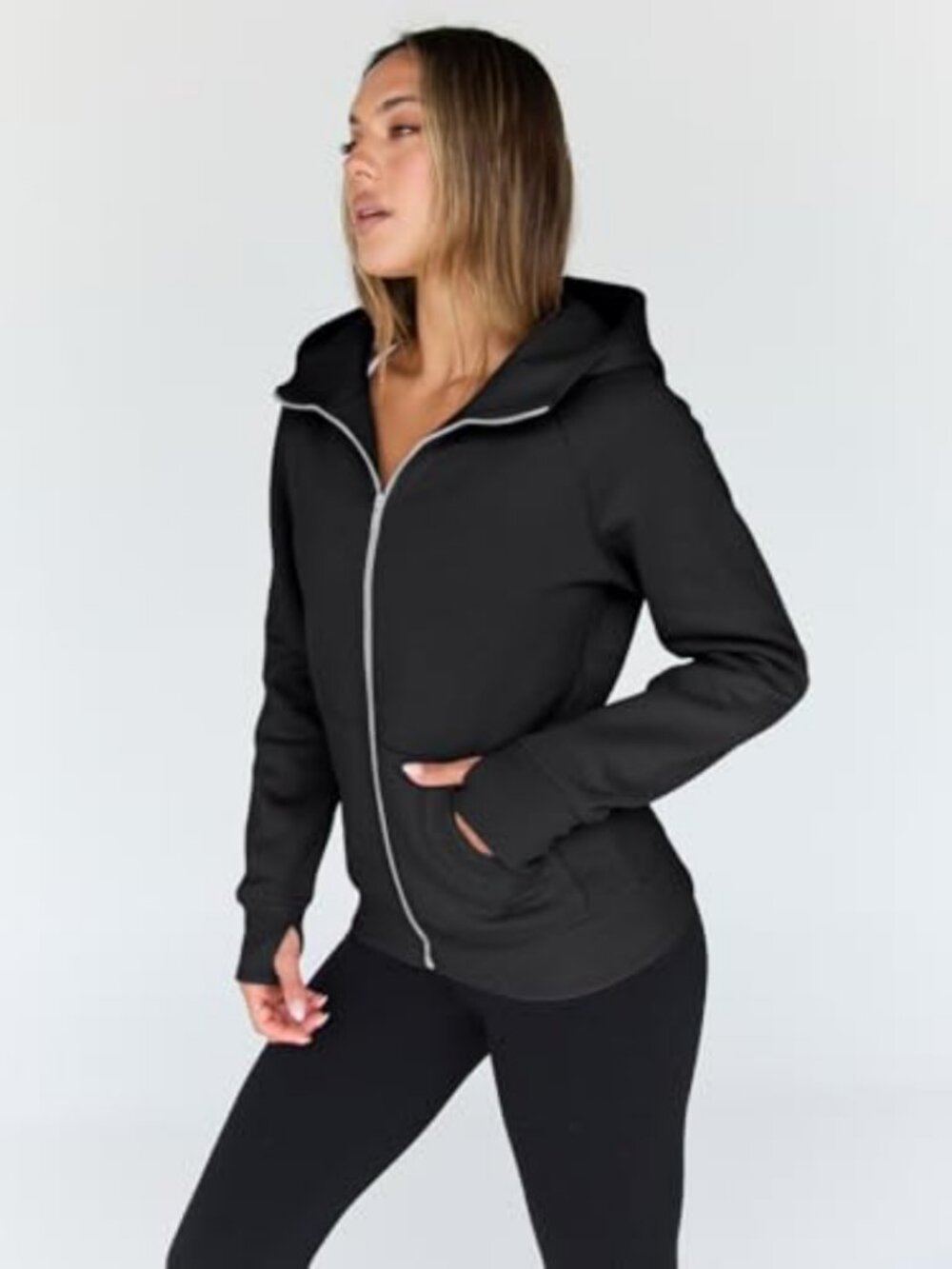 Women's Full Zip Up Fleece Hoodie Winter Warm Sweatshirt Jacket